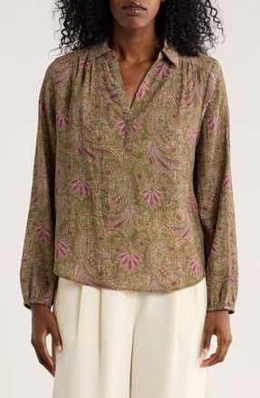 Daniel Rainn Textured Split Neck Top in Green at Nordstrom Rack, Size X-Small