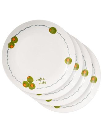 Godinger Set Of 4 Extra Dirty Olive Ceramic Appetizer Plates