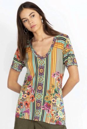 Johnny Was The Hunter V-Neck Top In Multi