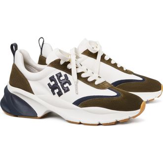 Tory Burch Good Luck Sneaker in White /Navy/Forest Green at Nordstrom, Size 9