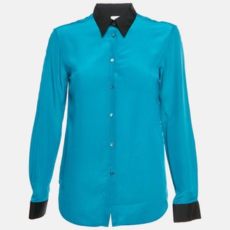 M Missoni Teal Blue/black Chiffon And Cotton Long Sleeves Shirt