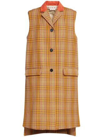 Marni sleeveless checked mid-length waistcoat - Yellow