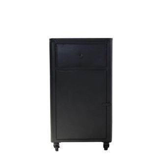 Decoclico Aparador peque&ntilde;o de metal negro mate 1 puerta 1 caj&oacute;n