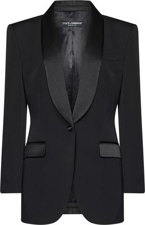Dolce & Gabbana Zwart Tuxedo Jas Buitenkleding - Dames - Blazers - Zwart - M - Wol - Jassen