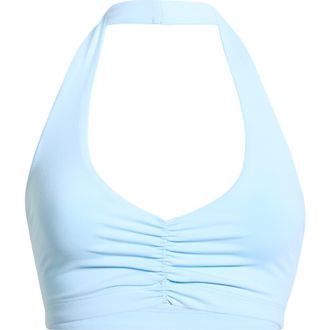 YEAR OF OURS Ruched Halter Sports Bra in Sky at Nordstrom, Size X-Small