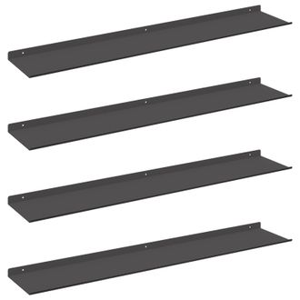 vidaXL Estante Flotante 4 Pcs Negro 100 X 18 X 2,5 Cm Acero Vidaxl