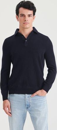 Naadam Signature Cashmere Long Sleeve Polo in Navy at Nordstrom, Size Xx-Large