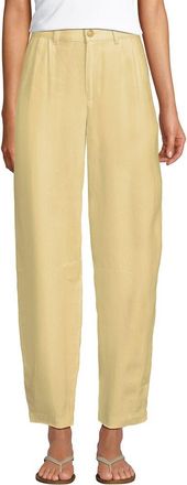 Lands End Tall Linen High Rise Pleated Barrel Leg Ankle Pants in Pale Sunbeam Yellow at Nordstrom, Size 12