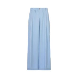 Marni Wide Trousers, female, Blue, Size: 2XS Satin Wide-Leg Trousers