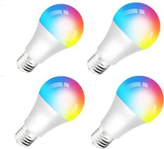 OEM Juego De 4 Bombillas Led Rgb Inteligentes, Wi-fi, E27, 9w, 850lm, Control Por Voz, Compatibles Con Amazon Alexa Y Google Home, Luz Colorida