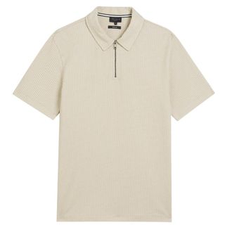 Ted Baker Elgrave Regular Getextureerde Polo Met Halve Rits In Beige