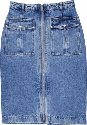 Bally Hilda Zip-Front Denim Midi Skirt