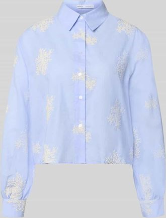 Mango Hemdbluse mit Motiv-Stitching Modell PUCARA in Hellblau, Gr&ouml;&szlig;e XL