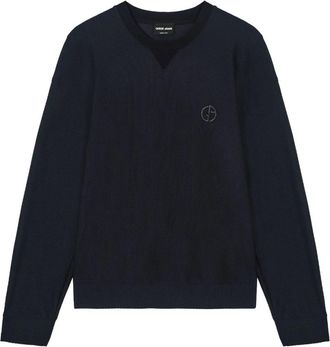 Giorgio Armani Textured Logo Sweater - Heren - Sweatshirts - Zwart - L - Hoodies & sweatvesten