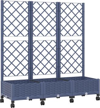 vidaXL Jardinera Con Enrejado Y Ruedas Gris Azulado Pp Vidaxl
