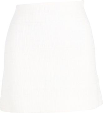 Theory High-Waisted Mini Skirt in White Cotton Tweed