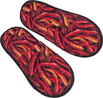 Generic Cotton Slippers Chili Pepper Red A Soft Hotel Slippers Lightweight Cotton Slipper For Ladies Bedroom Travel M