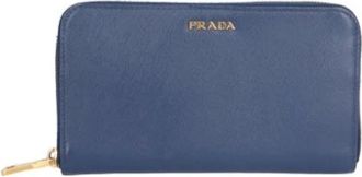 Prada Pre-owned Leren Portemonnee - Dames - Vintage Accessoires - Blauw - ONE Size - Leer - Vintage