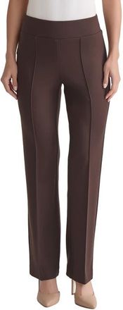Jones New York Pintuck Pull-On Straight Leg Pants in Coffee Bean at Nordstrom, Size X-Small