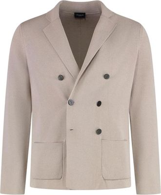 Drumohr Gebreide Katoenen Blazer - Heren - Jassen - Beige - Maat: XL Katoen