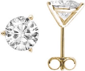 Mauli Jewels Round Stud Earrings In 14k Yellow Gold With 1 Cttw Natural White Diamonds (Push Back Clasp)