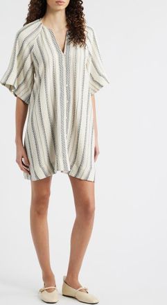 FRNCH Noronha Stripe Organic Cotton Gauze Shirtdress in Creme at Nordstrom, Size X-Small