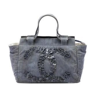 Chanel Pre-owned Bolso Tote de Lona Rayas - Pre-owned - Mujer - Azul - ONE SIZE