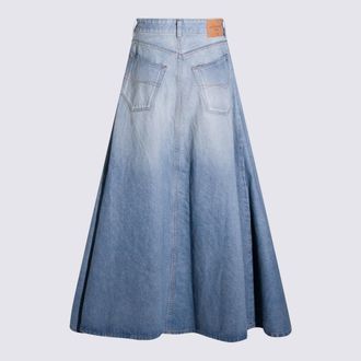 Balenciaga Womens Skirts Dirty Light Blue _100 % Co