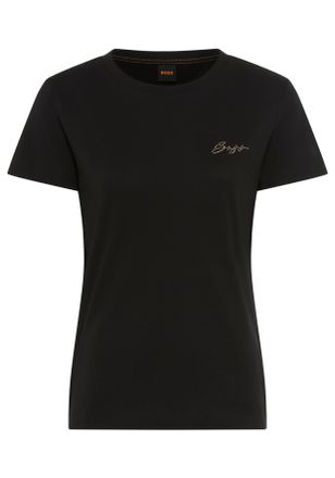 Boss Orange by Hugo Boss T-Shirt BOSS ORANGE Esogo Premium Damenmode, Damen, Gr. L (40), schwarz 001, Single Jersey, Obermaterial: 100% Baumwolle, unifarben, regular fit, Rund
