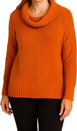 Marble Scotland Cowl Neck Long Sleeve Sweater In Orange