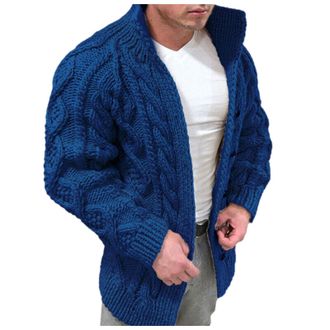 Generic Mens Thick Chunky Knit Cardigan Fall Winter Warm Comfy Long Sleeve Cable Knit Cozy Cardigans Sweater Classic Loose V Neck Button Down Knitwear Outerwe