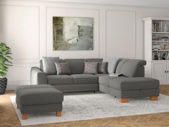 Sit&more Ecksofa »Dundee L-Form« mit Federkern und Massivholzfüssen, wahlweise mit Kopfteilverstellung