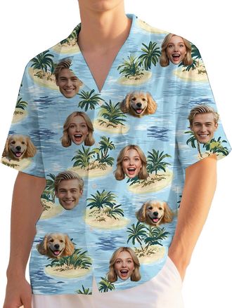 Generic Custom Hawaiian Shirt with Face,Personalised Halloween Hawaiian Shirts for Men Men,Funny Hawaiians Shirts for Mens,Personalised Gifts