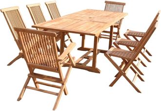 Concept Usine Conjunto de jard&iacute;n de teca para 10 personas, mesa rectangular, 6 silla