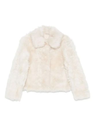 Yves Salomon textured jacket - women - Lamb Shearling - 38 - Neutrals