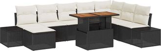 vidaXL Vidaxl - Set Divano da Giardino con archiviazione 9 pcs Nero Poly Rattan