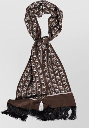 Dolce & Gabbana silk skull print fringed scarf