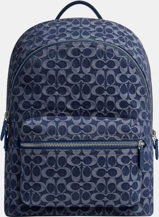 Coach Mens Charter Backpack in Signature Denim Bag - Blue - One Size