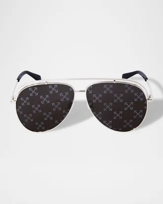 Off-white Men & apos;s Winner Arrow-Lens Metal Aviator Sunglasses