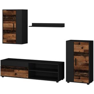 Vicco Mueble De Pared Berno, Marr&oacute;n/antracita, Juego De 4 Piezas