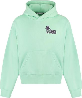 Palm Angels Light Green Logo Hood Sweatshirt