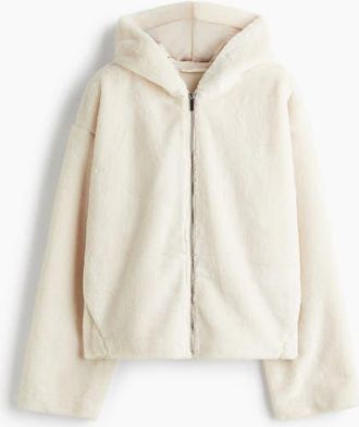 H&M Zip-through Hoodie in Cream at Nordstrom, Size Xx-Large