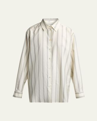The Row Sisilia Striped Button-Down Silk Shirt