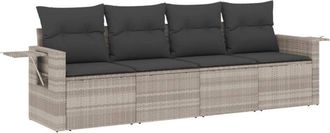 vidaXL Set De Sof&aacute;s De Jard&iacute;n 4 Pzas Y Cojines Rat&aacute;n Sint&eacute;tico Gris Vidaxl