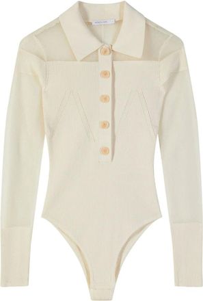 Patrizia Pepe Body in Maglia con Dettagli Trasparenti - - Tops - Donna - Bianco - XS