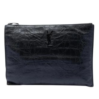 Saint Laurent Pre-owned Borsa a mano in pelle effetto coccodrillo - - Pre-owned - Donna - Nero - ONE SIZE
