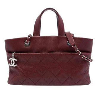 Chanel Pre-owned Quilted Caviar Leather Satchel - unisex - Chanel Vintage - Vintage Tote Bags - Red - ONE SIZE - Pre-owned