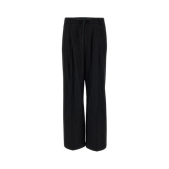 Barena Broeken, Heren, Zwart, M, Wol, Mado Flan Wijde Broek