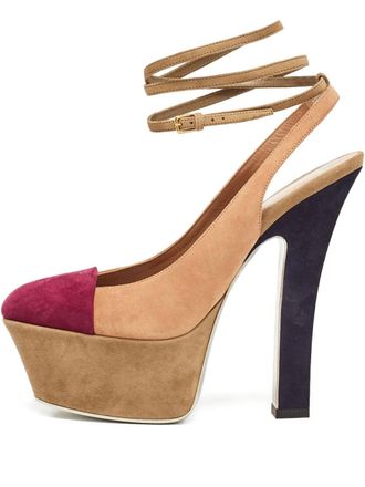 Saint Laurent 110mm Tribtoo pumps - women - Calf Suede/Calf Leather/Calf Leather - 37 - Neutrals