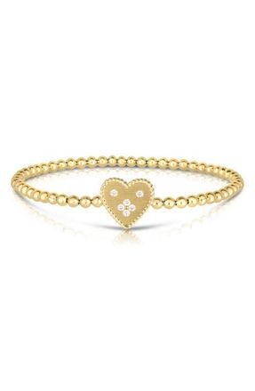 Roberto Coin Diamond Venetian Heart Bracelet in Yellow Gold at Nordstrom, Size 7